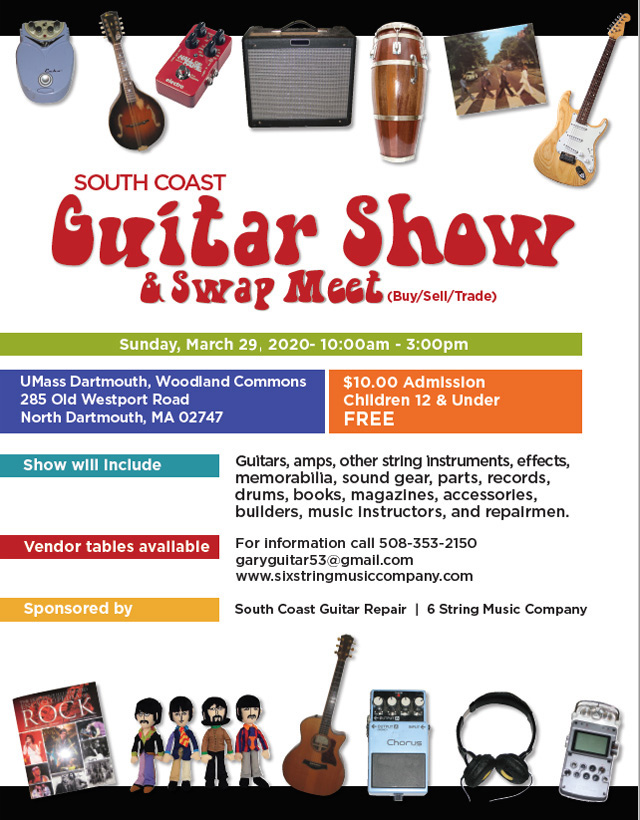 South Coast MA Guitar Show & Swap Meet, UMass Dartmouth, Woodland Commons, 285 Old Westport Road, North Dartmouth, MA 02747, March 24, 2019